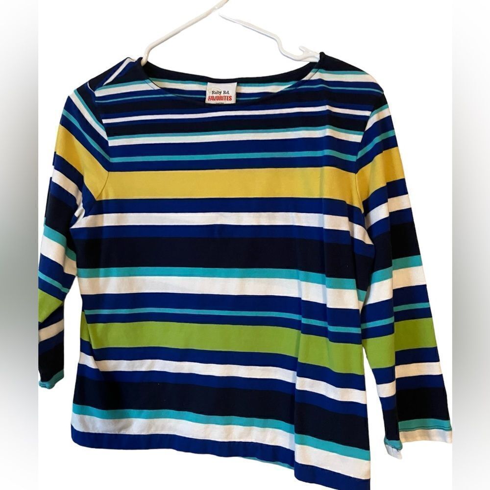 Ruby Rd Striped 3/4 Sleeve Top PM